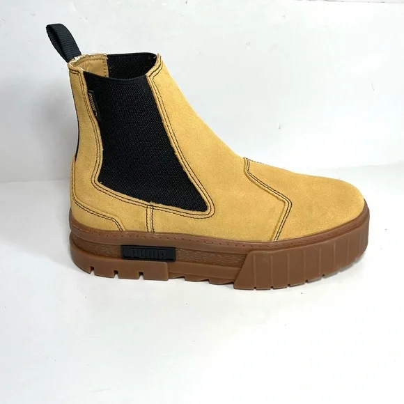 Puma Mayze Chelsea Suede Boot Women’s Size 8 Platform Gum Sole Wheat. - Picture 3 of 10